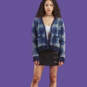 fuzzy plaid cardigan